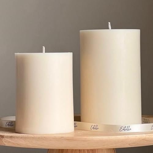 Mado Gallery Pillar Candles Mini & Large, Paraffin, Dripless, Long-Lasting, Unscented, Ivory Pillar Candles, Ideal Candles For Weddings Home Decorations (Package Of 1 Piece, 7.5x10 CM / 3x4 INCHES)