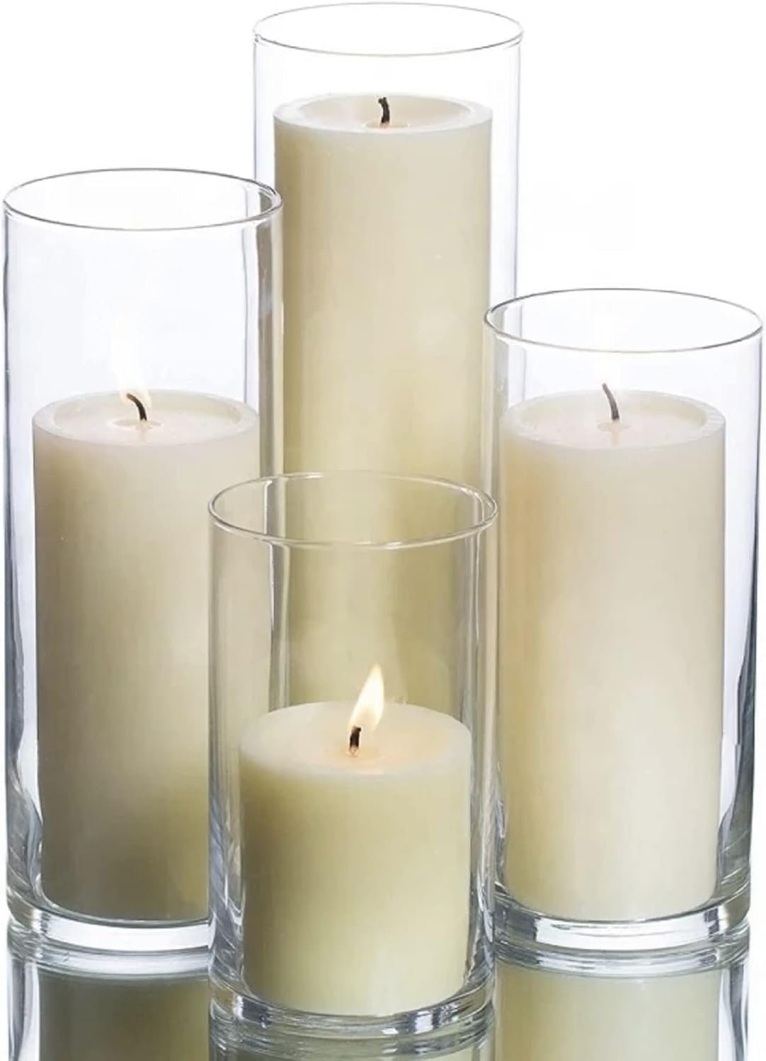 Clear Cylinder Glass Vases – Set of 4
