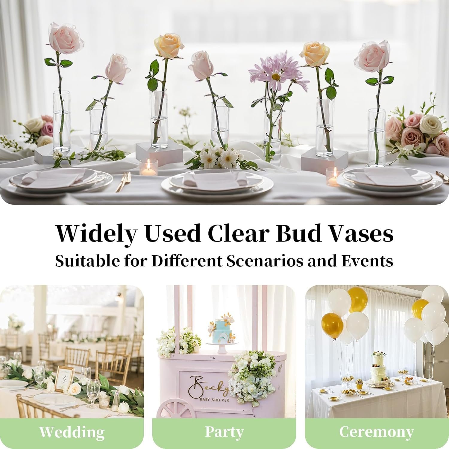 Mado Gallery Clear Cylinder Glass Vase, Single Size (5×20CM, 5×25CM, 5×30CM) – Tall Vase for Flowers, Floating or Pillar Candles, Ideal for Home & Wedding Decor (Box Of 1 Piece, 5 CM (D) x 20 CM (H))