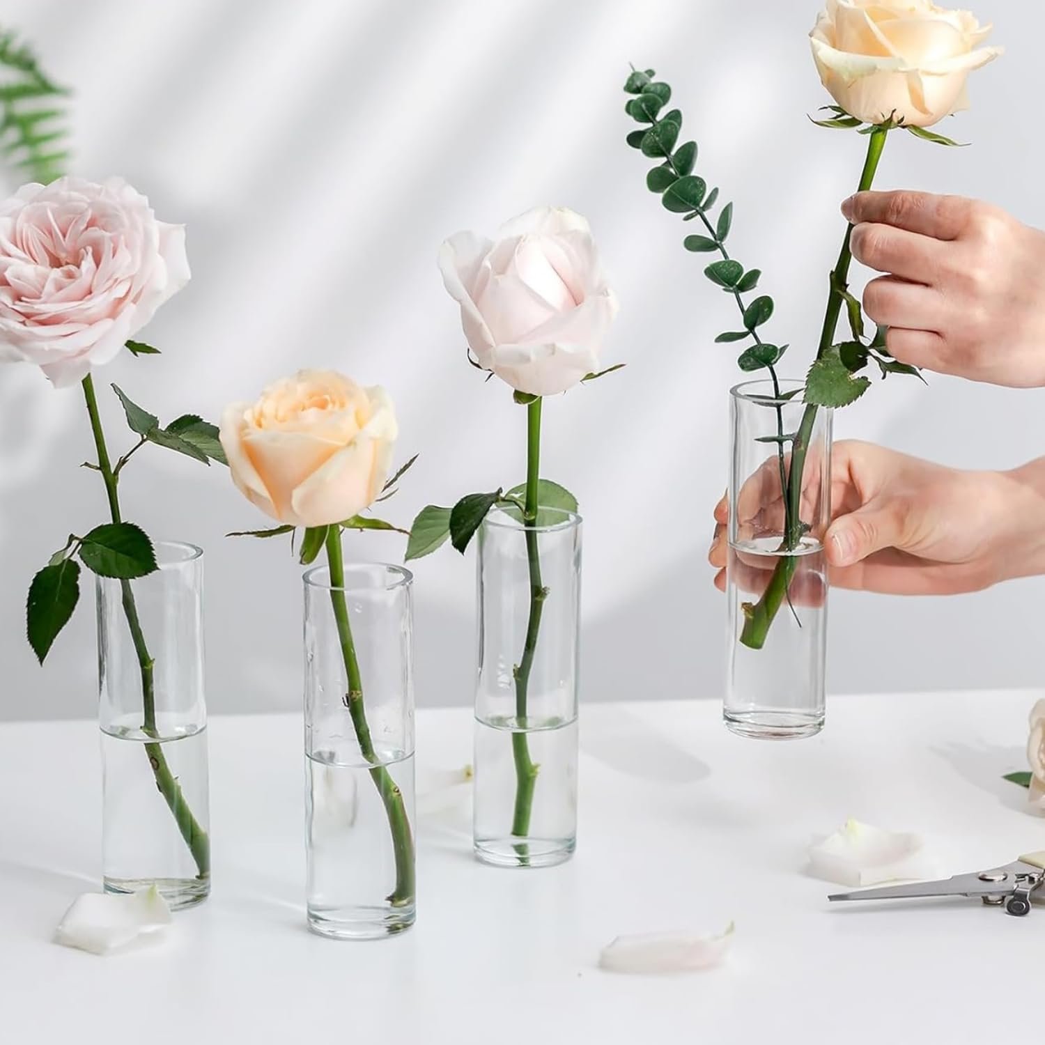 Clear Cylinder Glass Vase Trio – 20, 25 & 30 cm