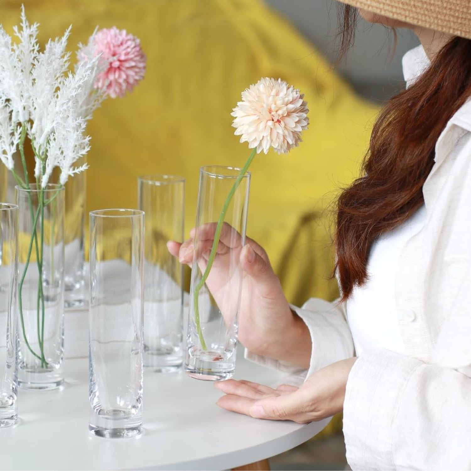 Mado Gallery Clear Cylinder Glass Vase Set – 3 Sizes (5×20CM, 5×25CM, 5×30CM) – Set of 1, 3, or 6 – Tall Vases for Flowers, Floating & Pillar Candles – Wedding & Home Decor (Package Of 1 Set)