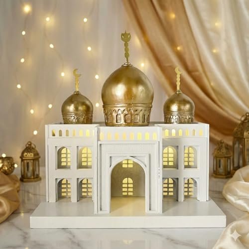 Wooden LED Mosque Decor with Gold Dome | Mado Gallery