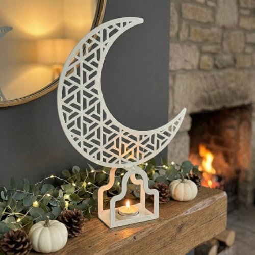 Ivory Crescent Moon Metal Table Decor – 35 × 6 × 50 cm | Mado Gallery