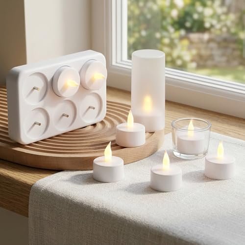 Rechargeable LED Tea Lights with Remote & Charging Base – 6, 12 or 18 Pieces | Mado Gallery